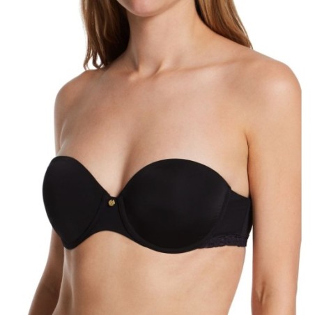 Natori Women's Pure Luxe Strapless Contour Underwire Bra in Black/Comet | Size 36D | HerRoom.com