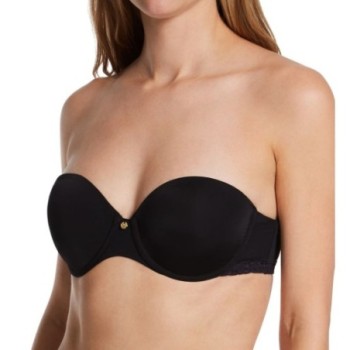Natori Women's Pure Luxe Strapless Contour Underwire Bra in Black/Comet | Size 38DDD | HerRoom.com