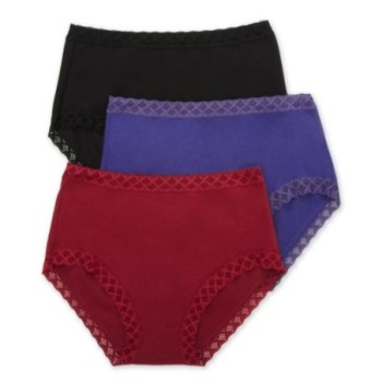 Natori Women's Bliss Full Brief Panty - 3 Pack in Cherry/Nightfall/Black | Size Large | HerRoom.com