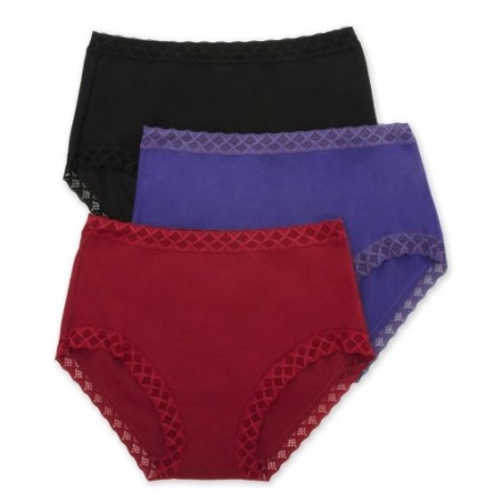 Natori Women's Bliss Full Brief Panty - 3 Pack in Cherry/Nightfall/Black | Size Large | HerRoom.com